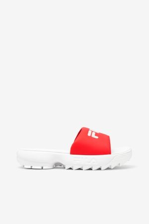 FILA Disruptor Slides White / Red / White,Womens Shoes | CA.GWASCL938